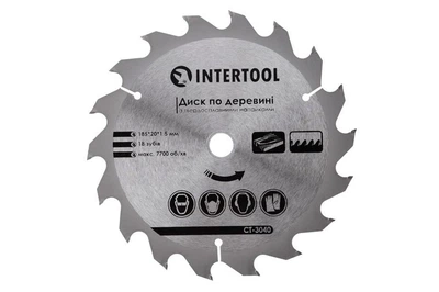 Диск пильный по дереву Intertool 185 х 18T х 20 мм
