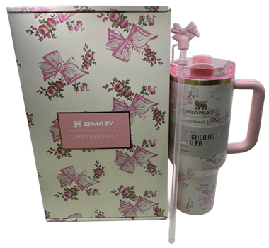 Термос термокружка Stanley Quencher H2.0 Tumbler из нержавеющей стали 1,18 л Vintage Pink Bow KT6007858