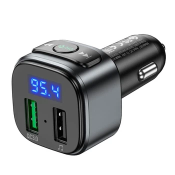 Автомобильное зарядное устройство с FM модулятором HOCO E67 Fighter 2USB QC3.0 BT5.0 Black