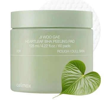 Пилинг-педы с экстрактом хауттюйнии и BHA Ji Woo Gae Heartleaf Bha Peeling Pad Celimax 60 шт 8809463992615