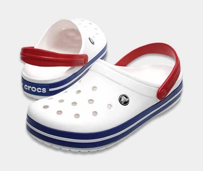 Крокси сабо чоловічі Crocs Crocband White/Blue 38 білі