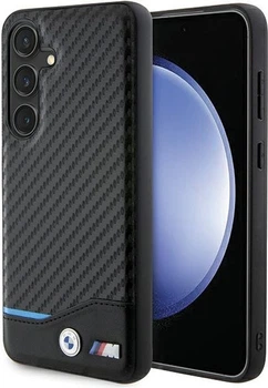 Etui plecki BMW Leather Carbon do Samsung Galaxy S24 Black (BMHCS24S22NBCK)