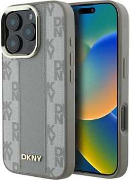 Панель DKNY Leather Checkered Pattern MagSafe для Apple iPhone 16 Pro Beige (DKHMP16LPCPVSLE)
