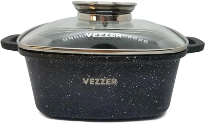 Кастрюля Vezzer 3,5 л с крышкой 22 см квадратная VZ8008