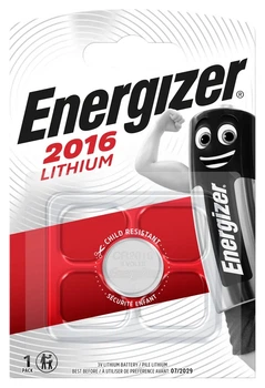 Батарейка литиевая Energizer 2016 Lithium, CR2016, 3V, блистер 1шт