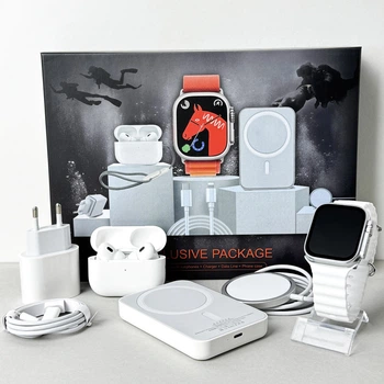 Комплект Ultrа Pro 6в1 - Watch Ultra 8 / Air Pro 2 / Battary Pack / MagSafe / 20W Type-С / Кабель 3х / Ремешок (Белый)
