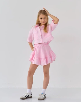 Дитячий костюм з мусліну сорочка та спідниця Bosskids (2242рож) Зріст 116 см Рожевий