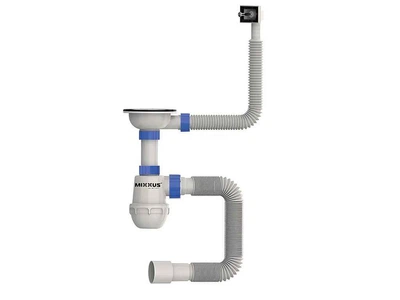 Сифон MIXXUS для кухні з нерж.сіткою, гнучкий перелив SK-02-A 3 1/2"x40