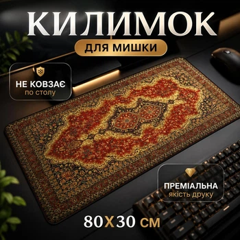 Ігровий килимок для стола Перський килим, стильний аксесуар для ПК, швидкісний, гумовий, 300x800x2 мм (88232m)