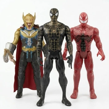 Игровой набор больших фигурок Thor, Spider-Man Black, Carnage - Marvel Мстители 30 см (3 шт) со звуком и светом