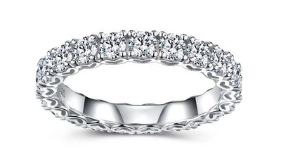 Кольцо из серебра S925 с муассанитом, женское, дорожка, с сертификатом GRA 19р