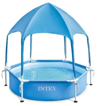 Бассейн каркасный с накрытием, размер 183x38см, CANOPY METAL FRAME POOL, вес 8,8 кг, Intex 28209,