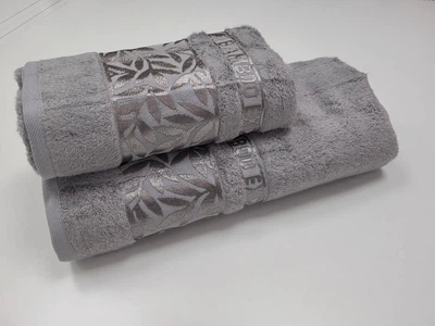 Набор 2 махровых полотенца для ванной SILK BAMBOO, сірий 70*140см + 50*90см