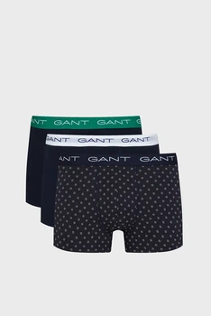 Чоловічі темно-сині боксери (3 шт) MICRO PRINT TRUNK 3 PACK Gant S 902513033