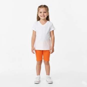 Велосипедки трикотажные для девочки Simple SmileTime, оранжевые рост 128 см (LL18-08-6)