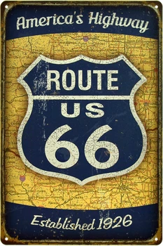 Металева табличка "America’s Highway Route US-66" (ms-104954)
