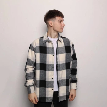 Рубашка Pobedov Tartan на пуговицах клетчатая черно-белая размер XL