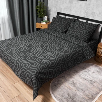 Комплект постельного белья Moon&Star Бязь Gold Люкс Black Style Сімейні 160х220х2 наволочки 4х50х70 (MS-820010393)