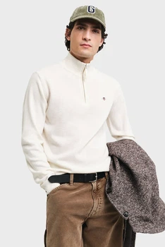 Чоловіча біла вовняна кофта SUPERFINE LAMBSWOOL HALF ZIP Gant XXL 87213