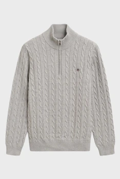 Чоловіча сіра кофта COTTON CABLE HALF ZIP Gant S 8050603