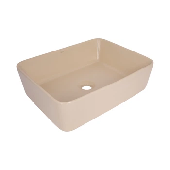 Раковина накладная Qtap Tern 480x370x135 мм, Beige, прямоугольная, с донным клапаном QT17116069SB