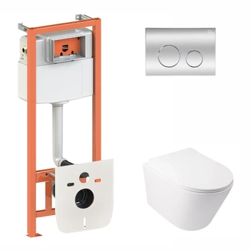 Комплект для ванной комнаты: подвесной унитаз Swan Rimless + комплект инсталляции Nest 4 в 1
