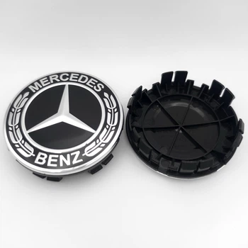 Колпачок заглушка ступицы колеса Mercedes Benz 75 мм тип 3 черный+хром