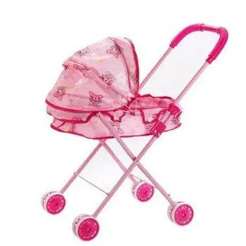 Коляска для ляльок Maya Toys рожева, дитяча коляска для пупса, легка (24881)