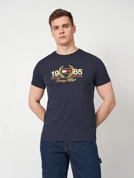 Футболка бавовняна довга чоловіча Tommy Hilfiger 11731 M Темно-синя (smt2000000045313)