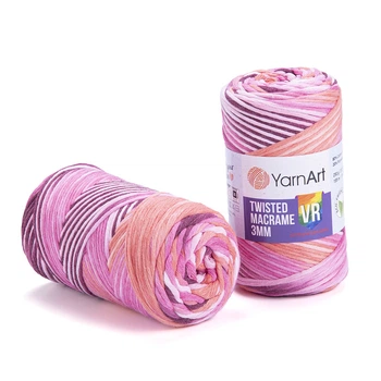 Шпагат градієнт YarnArt twisted macrame 3mm VR 250г рожевий персик (911)