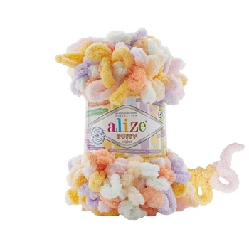 Пряжа для в'язання руками Alize Puffy Color фантазійна 100г рожевий апельсин №6520