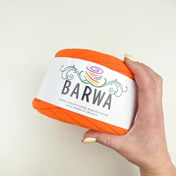 Пряжа стрічкова Barwa трикотажна плоска для в'язання макраме помаранчева №46