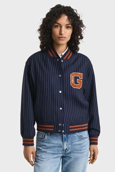 Жіночий темно-синій вовняний бомбер у смужку PINSTRIPE VARSITY Gant M 4700378