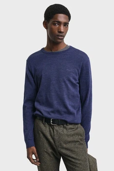 Чоловічий синій вовняний джемпер EXTRAFINE MERINO WOOL C-NECK Gant S 8050205