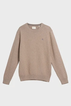 Чоловічий бежевий джемпер MICRO TEXTURE C-NECK Gant S 8030261