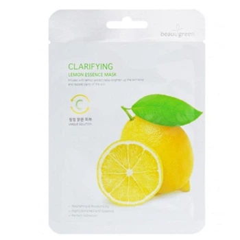 Маска для обличчя тканинна BeauuGreen з екстрактом лимона Clarifying Lemon Essence Mask 23 г