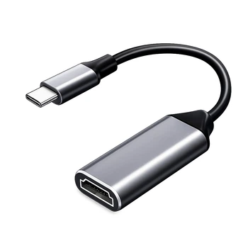 Адаптер QGeeM Type-C Male to HDMI Female (Thunderbolt 3/4) 4K, 30Hz, 0.15m, metal grey