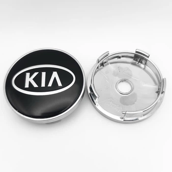 Колпачок заглушка ступицы колеса Kia 60 мм черный+хром