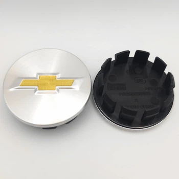 Колпачок заглушка ступицы колеса Chevrolet 53 мм хром+желтый