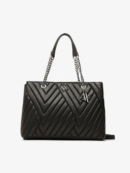 Сумка жіноча Armani Exchange шопер тоут на плече чорна стьобана фактура
