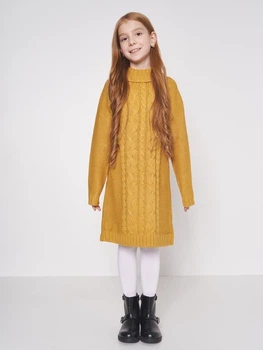 Детское вязаное платье для девочки Zippy 122-128 см (7-8 лет) Желтое