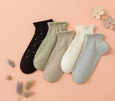 Набір коротких жіночих шкарпеток 5 пар у горошок м’яка гумка 36-40 Різнобарвний (1067)