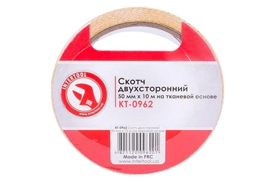 Скотч двухсторонний универсальный Intertool 50 мм х 10 м ткань