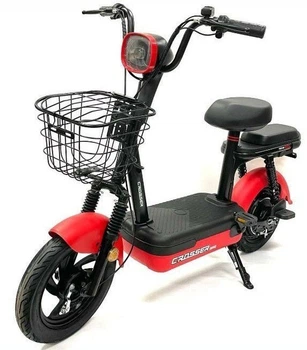 Электроскутер Crosser Mini 450W 48V 12Ah, электровелосипед до 30 км/ч, компактный городской с корзиной Красный