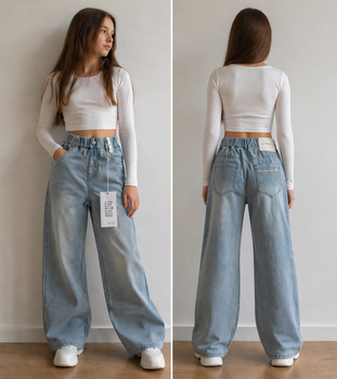 Джинси труби для дівчинки Wide Leg широкі джинси 152-158 х3623