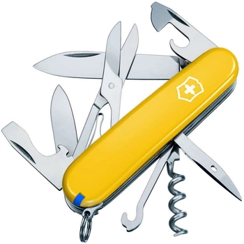 Ніж складаний, мультитул Victorinox Climber Ukraine (91мм, 14 функцій), жовто-синій 1.3703.8.2