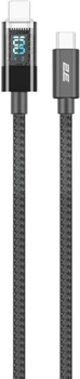 Кабель 2E USB-C > USB-C 100Вт PD, 1 м, Digital Display Черный (2E-CC100-BL)