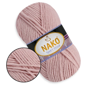 Nako Sport Wool, Пудра №10639, напіввовняна пряжа, 100 г / 120 м, 25% вовна / 75% акрил, для снудів, шапок, кардиганів