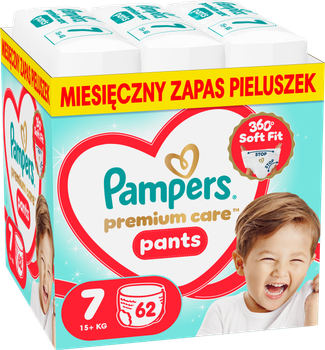 Підгузки-трусики Pampers Premium Care Pants Розмір 7 15+ кг 62 шт (8006530320245)