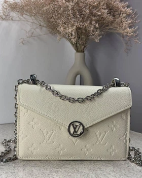 Женская кожаная сумка-кошелек LOUIS VUITTON Rosy Wallet On Chain Empreinte кремовая